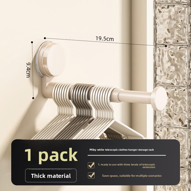 Abs Suction Cup Balcony Clothes Rack With Telescopic Hook For Home Organization