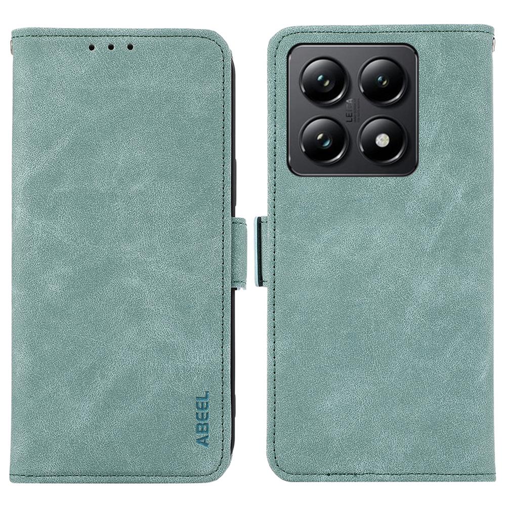 ABEEL For Xiaomi 14T Case PU Leather Folio Stand View RFID Blocking Phone Cover