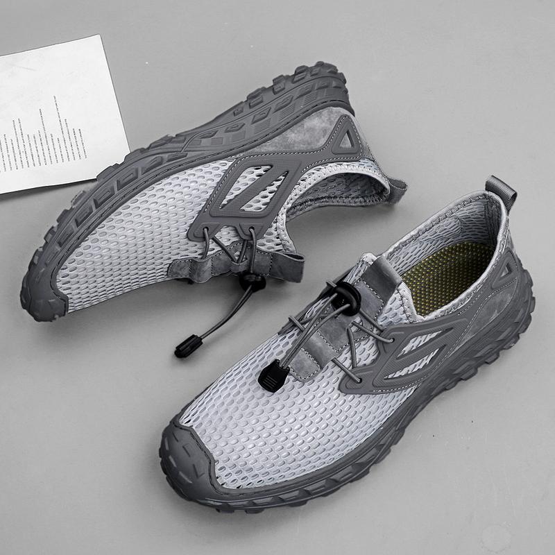 Herren Wanderschuhe Schwarz Grau Autofahrerschuhe Freizeit zum Hineinschlüpfen Sommer Netz Outdoor Wanderschuhe Übergröße 45 46 47