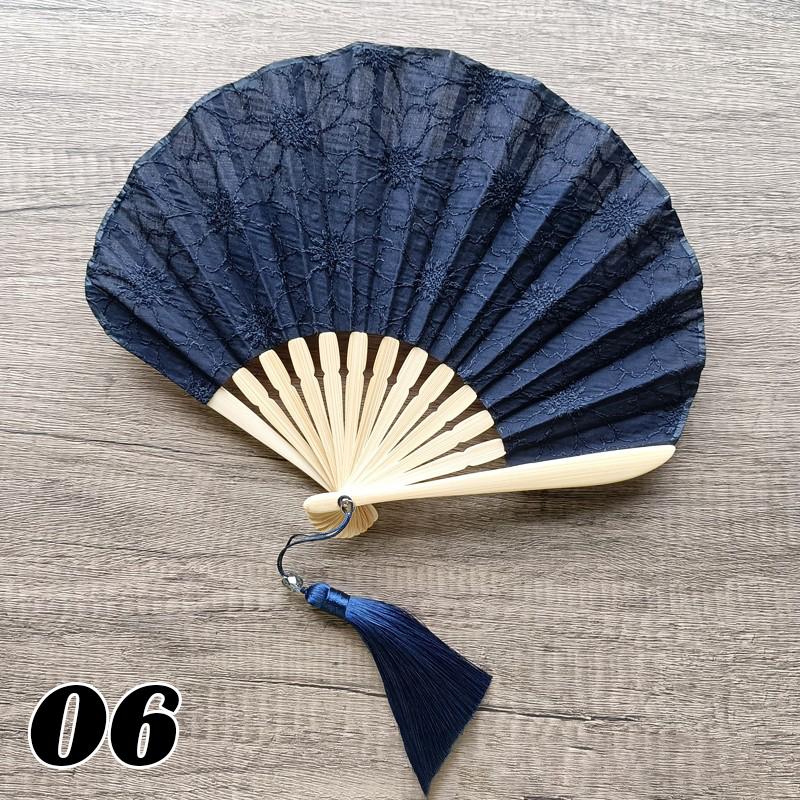 

Складной веер в старинном стиле, ретро-украшение, складной веер, ретро-женский маленький веер, вышитый хлопковый веер из ракушек, женский танцевальный реквизит
