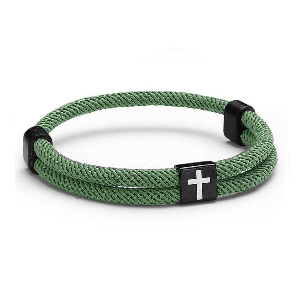 

1PC/Set Adjustable Faith Fashion Cross Hand Woven Bracelet for Men Women Give You Confidence Communion Easter Gift grass зелений колір