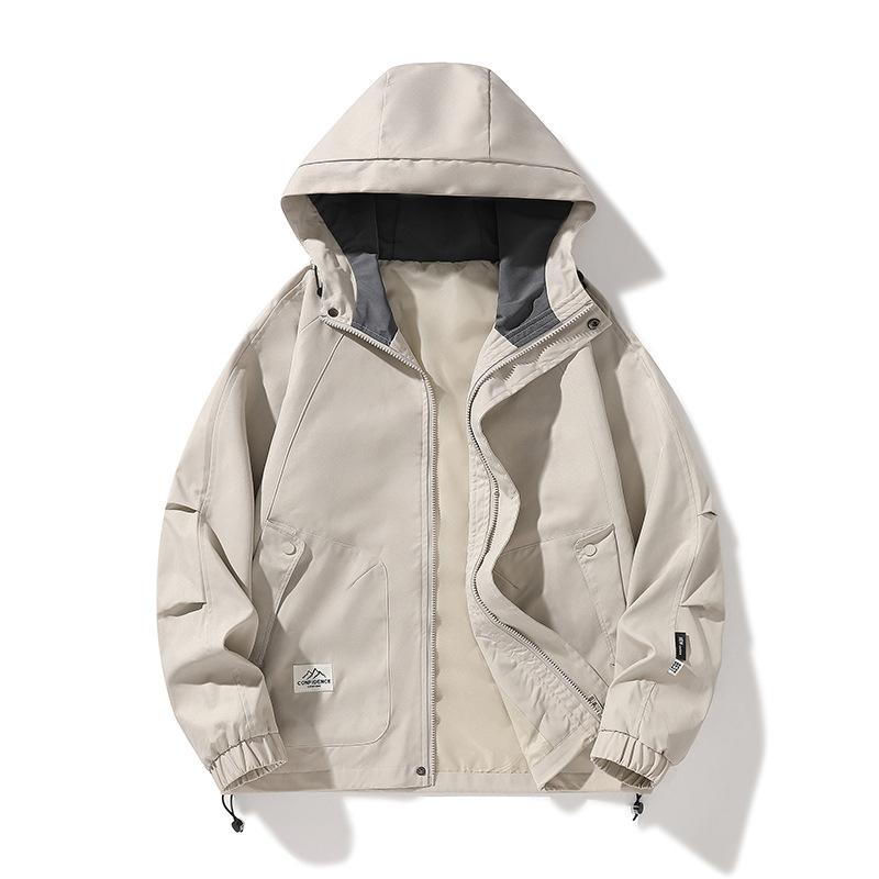 Spring and Autumn New Men's Jacket Men's Hooded Versatile Loose Workwear Casual Teen Solid Color Men's Jacket