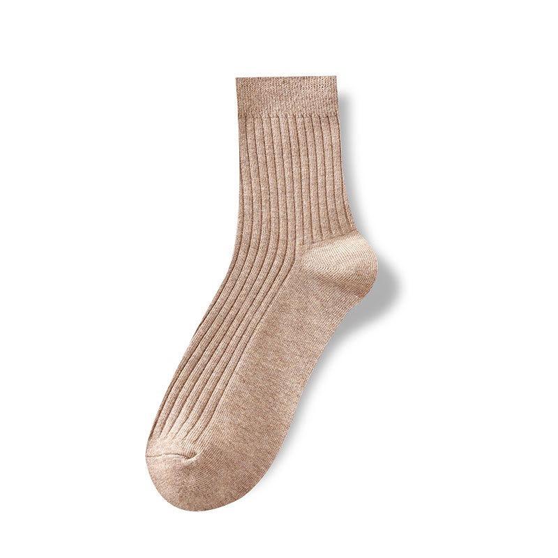 Men's Autumn and Winter Mid-calf Socks, Business Socks, Vertical Striped Long Tubes, Pure Cotton Socks, Solid Black Socks