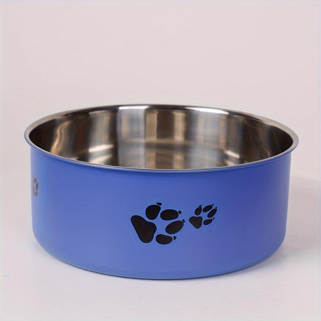 Stainless Steel Dog Bowl Paw Print Dog Feeder Bowl Easy To Clean Non-Slip Dog Water Drinking Basin
