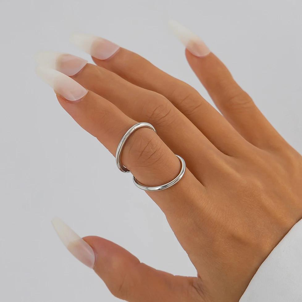 

Punk Irregular Metal Line Rings for Women Men Gold Copper Color Geometric Hollow Circular Adjustable Finger Knuckle Ring Zircon