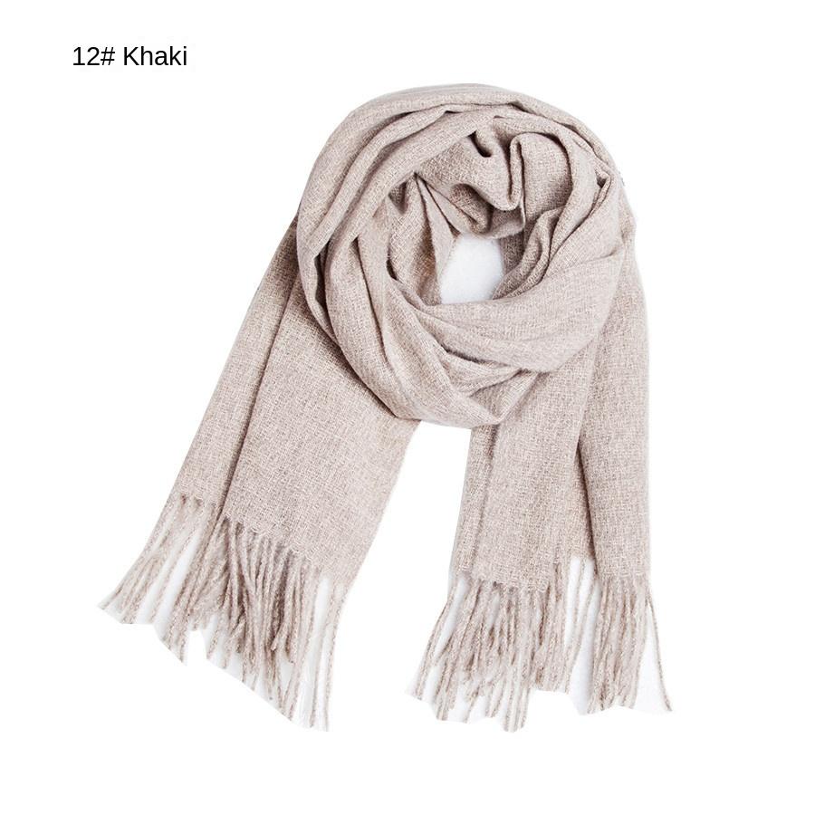 Toamnă Iarnă Culoare Solidă Eșarfă cu franjuri lungi Sal gros de damă