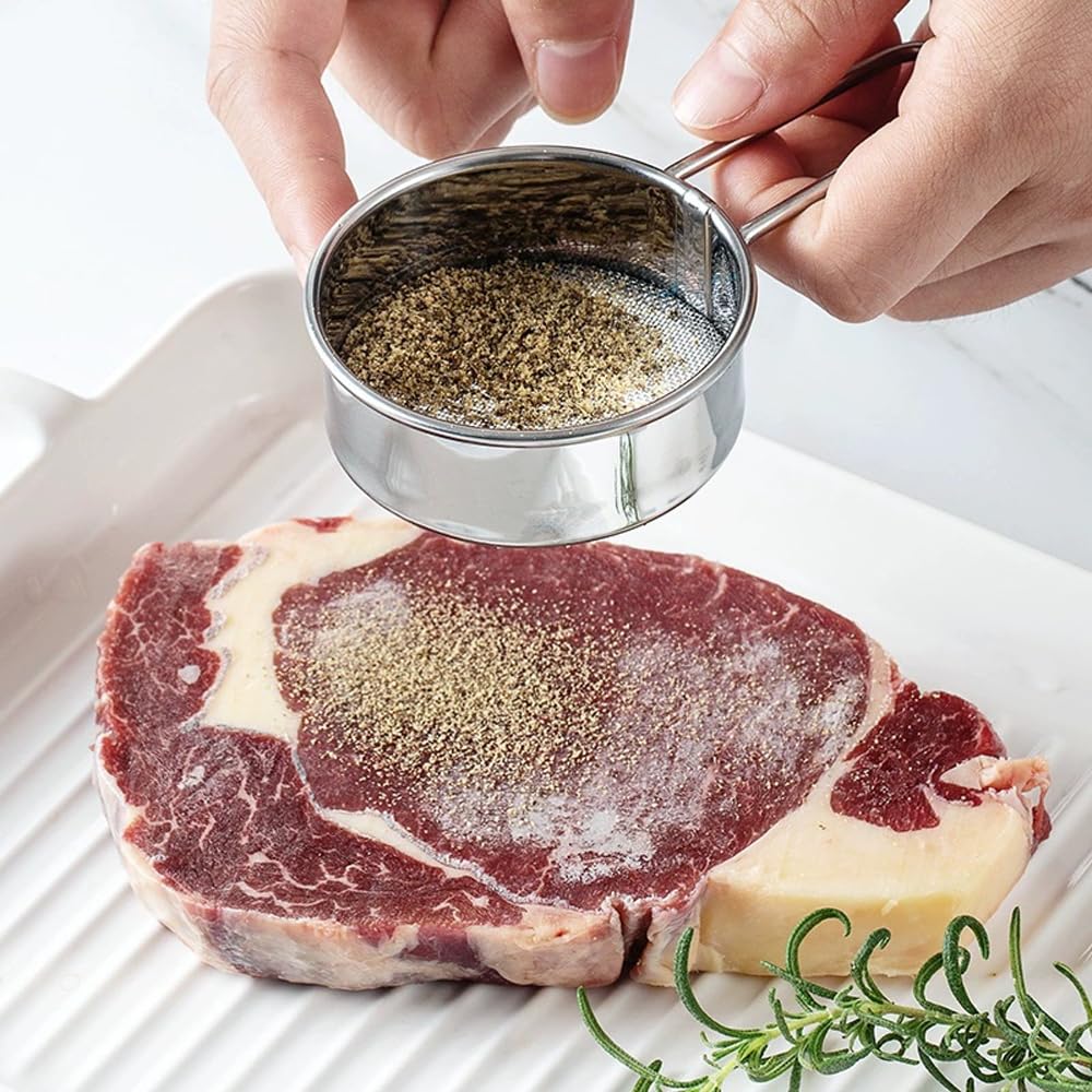 OptiPro Flour SifterStrainer, 304 Stainless Steel, for Flour, Breadcrumbs, Matcha Powder, Cocoa Powder, Sugar, Strainer, Baking Tool, Kitchen