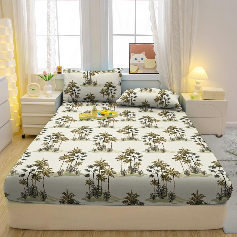 1 Lenzuolo con angoli opaco stampato con fiori, piante, animali, Copriletto stampato per camera da letto, Biancheria da letto (Federe escluse)