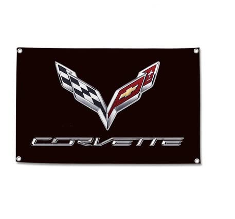 

Corvette Black Logo: Extra large flag banner with a large size of 59.1 x чёрный