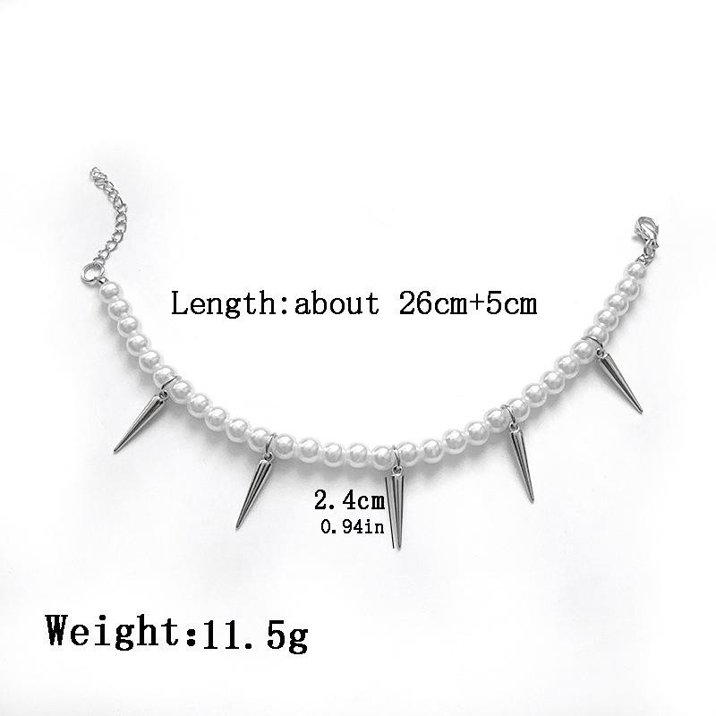 Imitation Pearl Anklet Trouser Chain With Spike Charms Adjustable Punk Style Ankle Bracelet Women Jeans Decor Fashion Jewelry