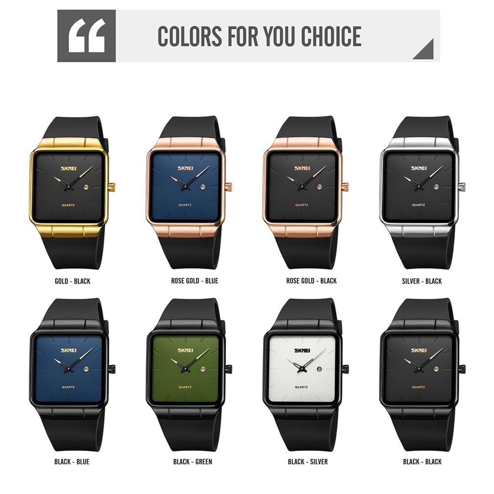 Square Watch Men Leather Strap Black Simple Slim Stylish Wristwatch Gentleman Waterproof Business Casual Male Gift Gold Black