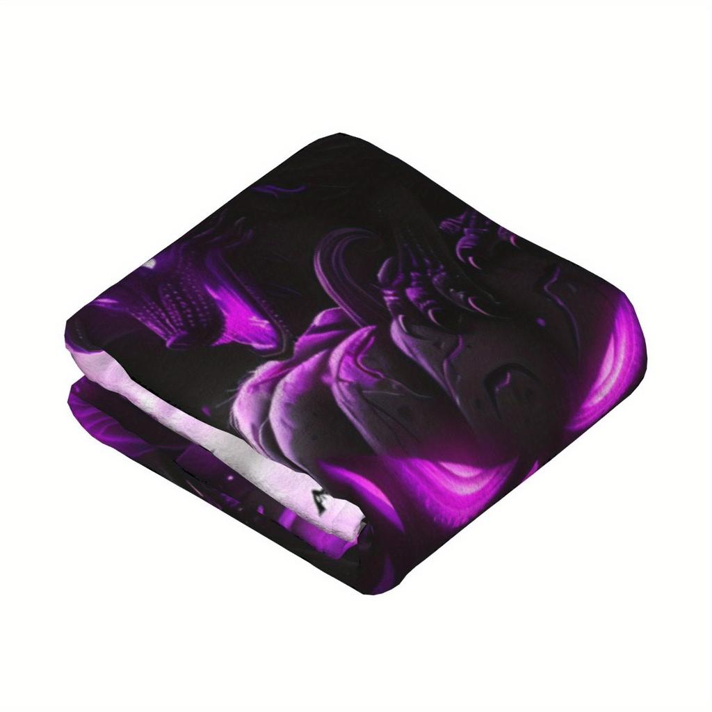 1pc Black Purple Halloween Blanket Dragon Pumpkin Printed Skin-Friendly Soft Blanket New for Home Sofa Halloween Decoration