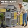 Aviary Bird Aviary made of Wood with 6 Perches Storage Compartment Pull-Out Drawer Stainless Steel Bowls 196x60x164.5cm Grey