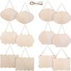 12pcs Unfinished Wooden Craft Blank Hanging Sign DIY Wooden Rectangular Painting Writing Wedding Plaque