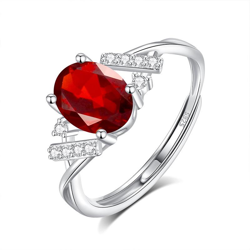 S925 Sterling Silver Ring Women's Natural Stone Crystal Ring, Niche Ins Women's European and American Cold Wind High-end Hand Jewelry Fashion Gifts