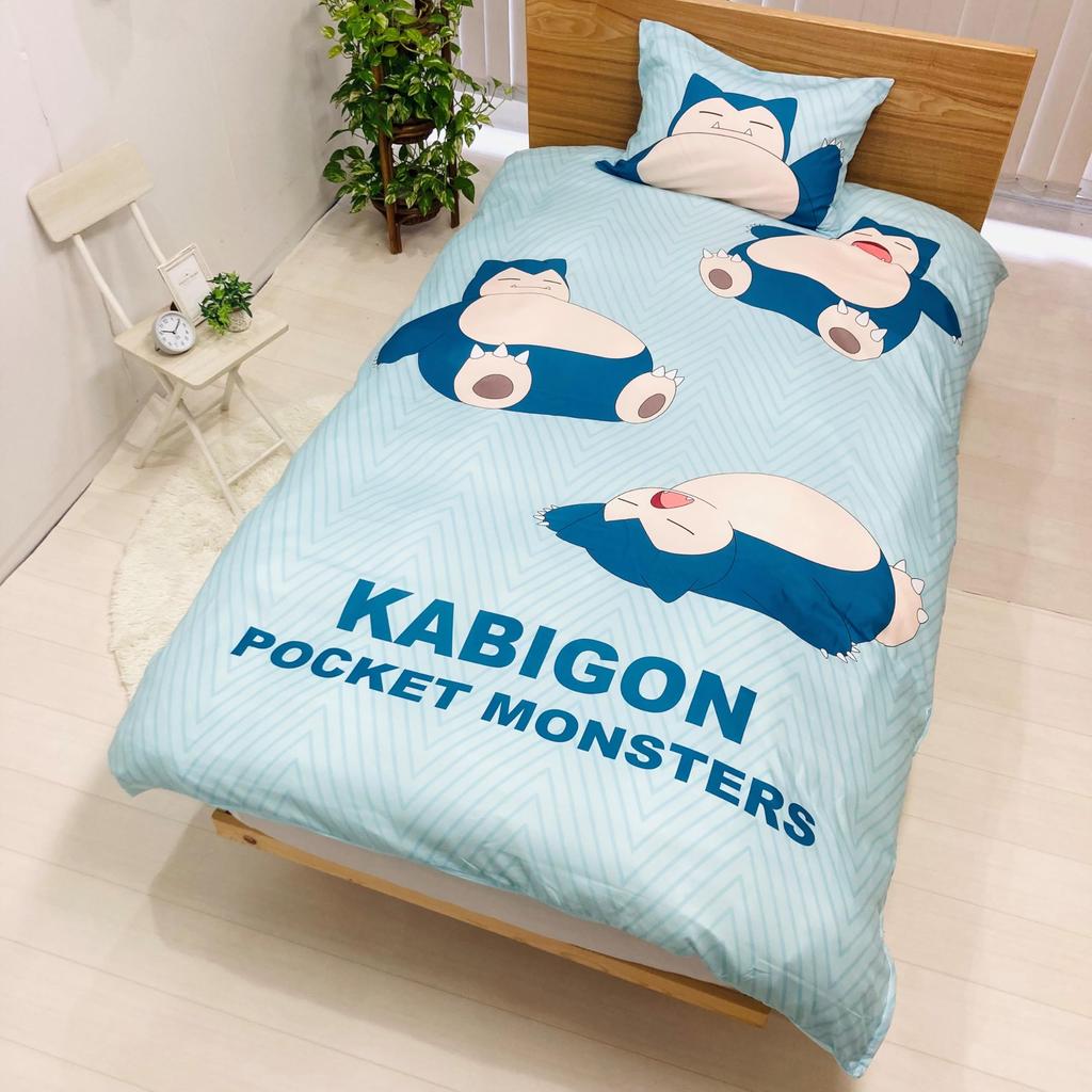 MORIPiLO Morishita Duvet Cover Set Pokemon Snorlax 150x210cm Single Pokemon Character Goods Green 4621398 (Duvet Cover/Pillowcase)