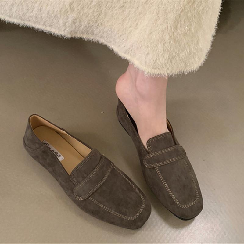 Bailamos Brand Women Flat Shoes Round Toe Shallow Slip On Ladies Casual Ballet Shoes Soft Leather Eelgant Balle Shoes