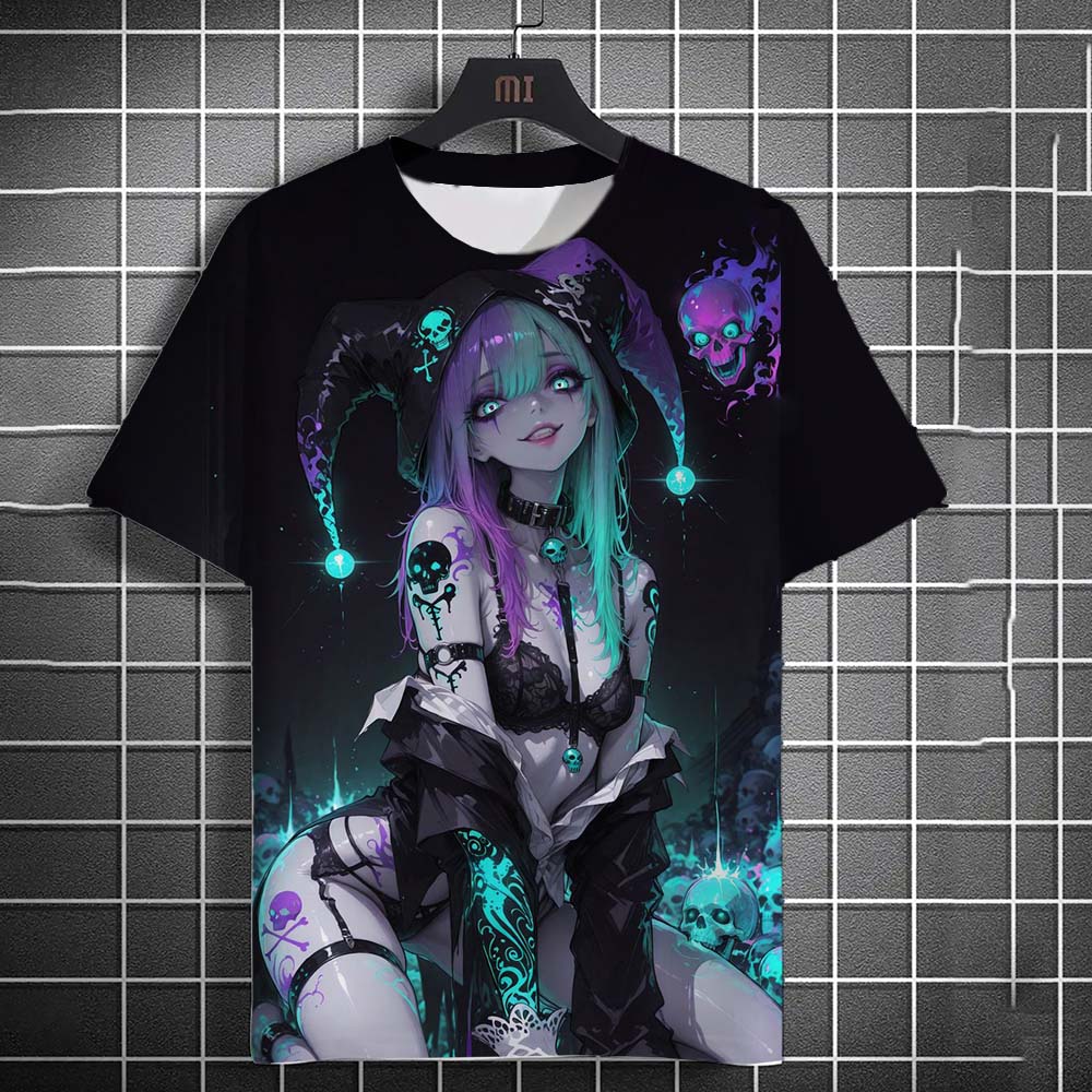 Fashion Men's T-shirt Cartoon Sexy samurai Girl graphic  Summer Casual harajuku streetwear 3D Printed Hip Hop