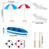 7 bucăți Plajă Micro Peisaj Decorat Sezlong în miniatură cu umbrelă de soare Decorare plajă în miniatură pentru Doll Beach Micro Peisaj DIY Decorare