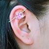Hot Sale Trendy Women's 63mm 2.5g Long Barbell Industrial Piercing Jewelry Stud Earrings Zircon Alloy S925 Silver Bow Shape