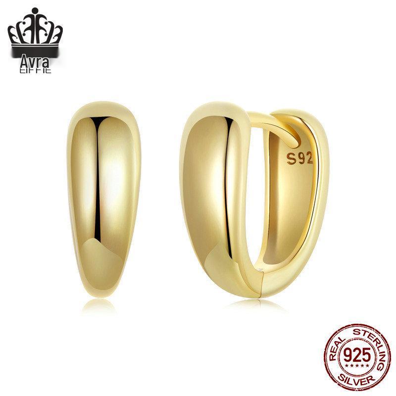Aifle Daily Contrast Color Double Ring Earrings - S925 Sterling Silver Plated Platinum Jewelry for Women