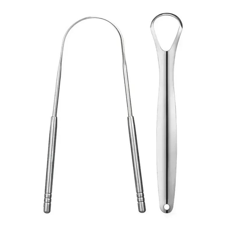 1/2/4 Pcs Reusable Stainless Steel Tongue Scraper Cleaner Fresh Breath Coated Oral Hygiene Care Tools