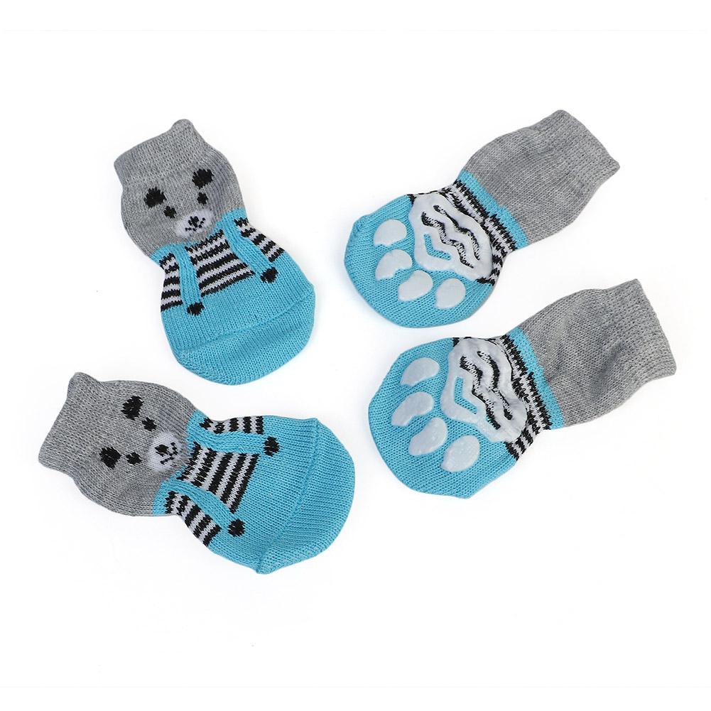 4Pcs Winter Knit Warm Socks for Small Dogs Thick Anti-Slip Pet Dog Socks Chihuahua Paw Protector Dog Booties Acssories S/M/L
