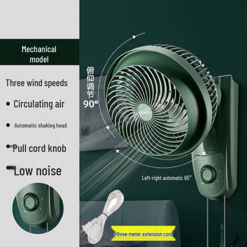 Wall-Mounted Punch-Free Air Circulator Fan for Kitchen & Bathroom