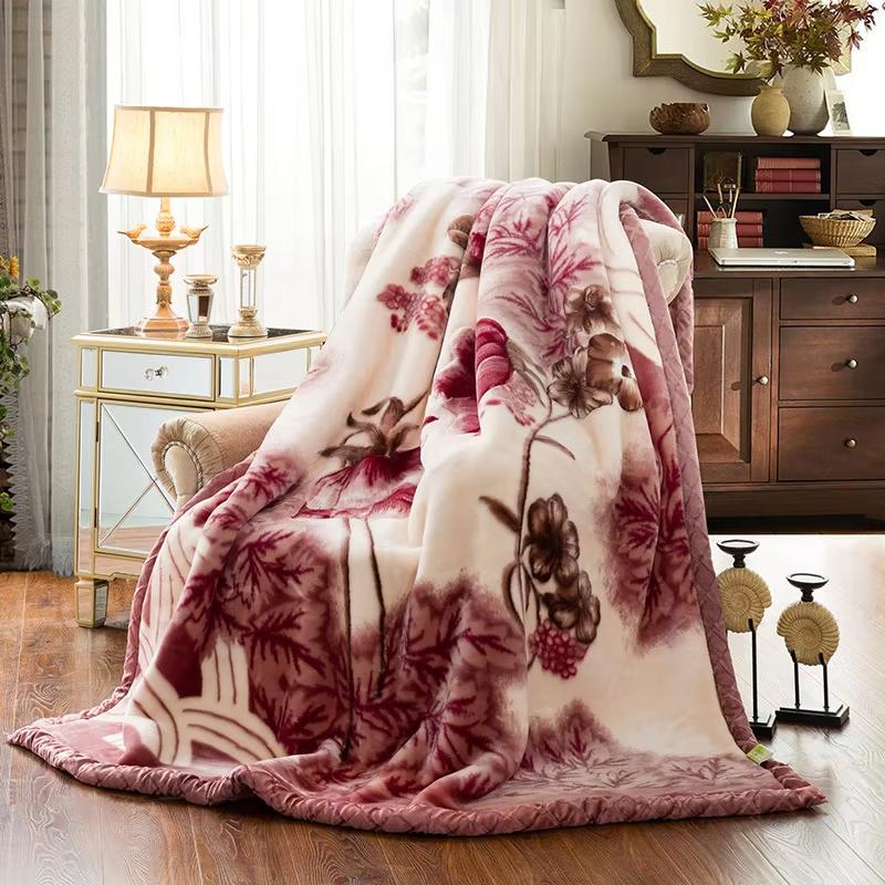 Winter Quilt Thick Warm Fluffy Blankets Super Soft Raschel Stitch Double Layer Winter Mink Throw Fat Quilts Double Size Blanket