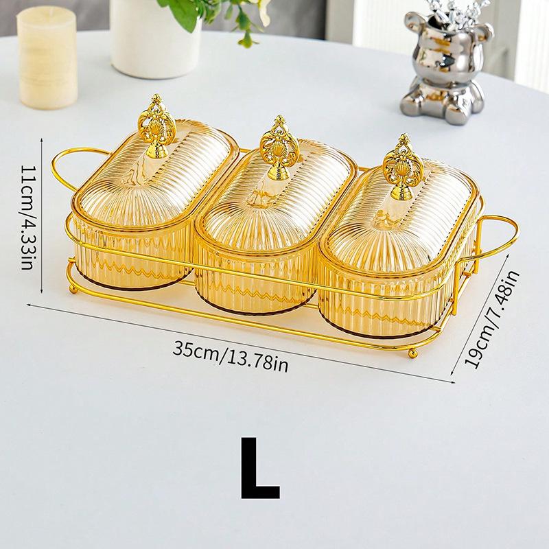 Luxurious Multi-Compartment Snack Storage: Fruit, Candy, and Pastry Dish for Living Room or Coffee Table