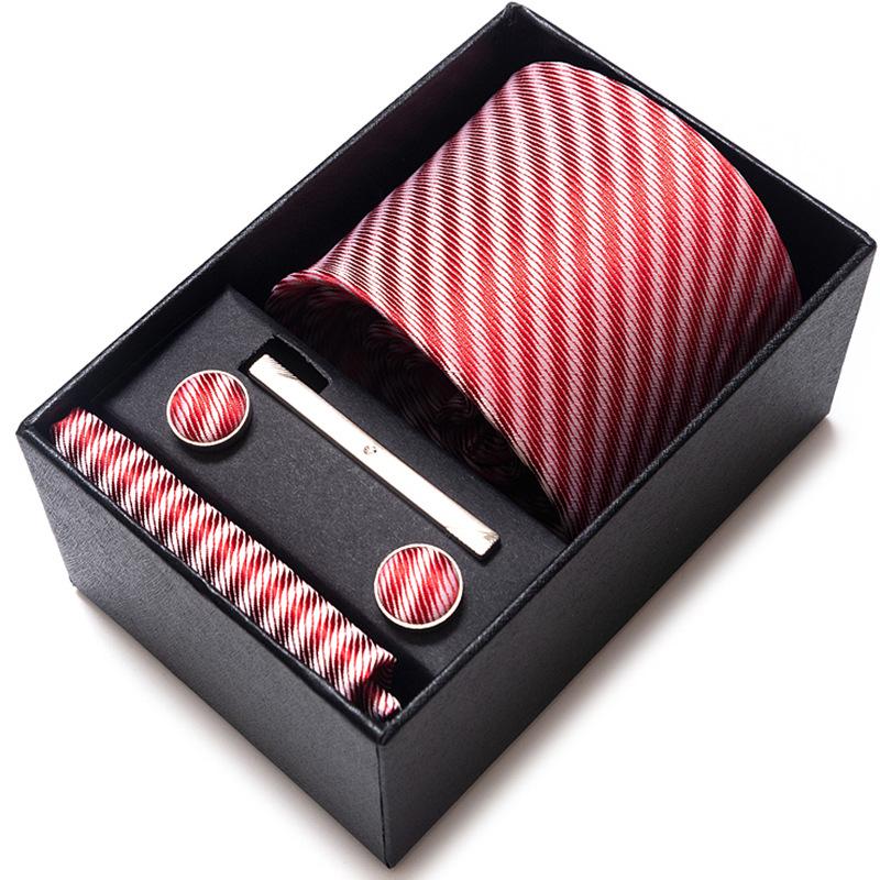 Cravatta Uomo Sposo Matrimonio Compleanno Regalo Per Ragazzi alla Moda Formale Casual Cravatta Asciugamano da Taschino Set Scatola Regalo