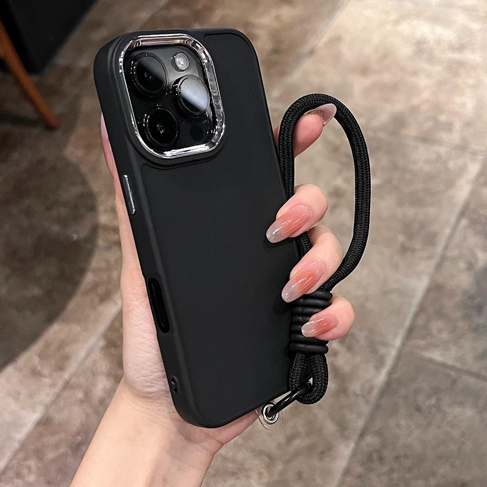 Luxury Soft Silicone With Lanyard Phone Case For iPhone 11 12 13 14 15 16 Pro Max Plus Shockproof Bumper Cases Cover