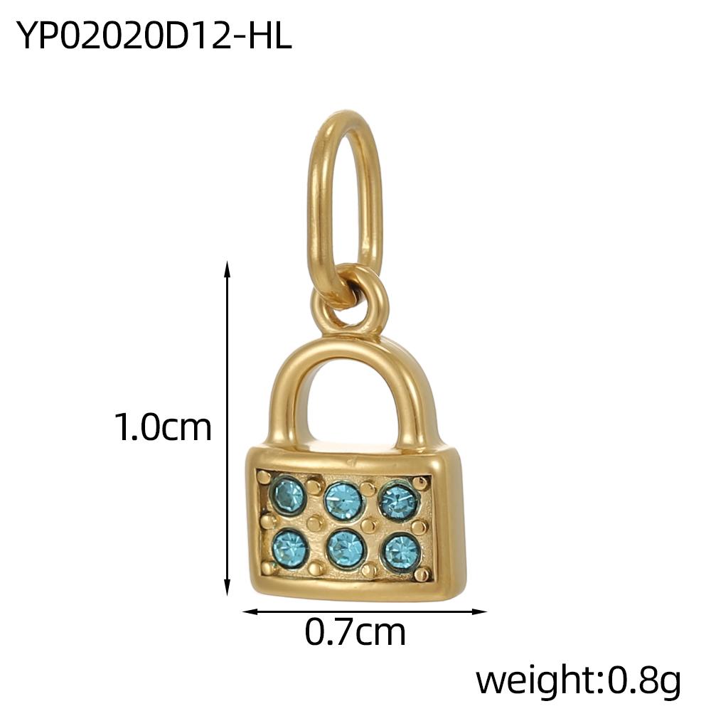 

CARLIDANA Hot Sale Mini CZ Zircon 12 Month Stainless Steel Birthstone Micro Pave Lock Child Charm Pendant for DIY Jewelry Making