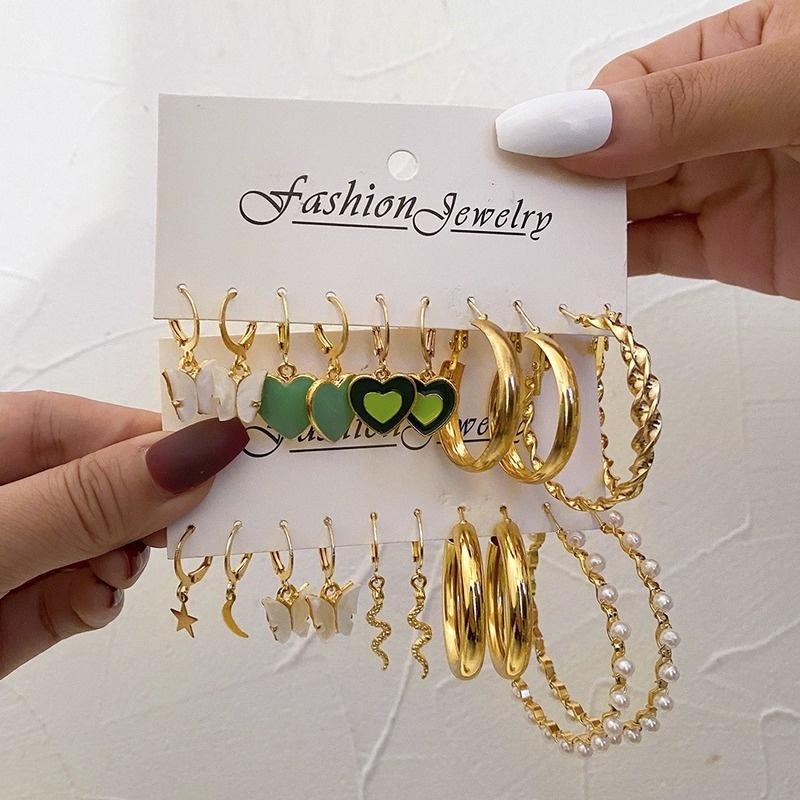 iF ME Fashion Earrings Butterfly Heart-shaped Hoop Earrings for Women Accessories Jewelry