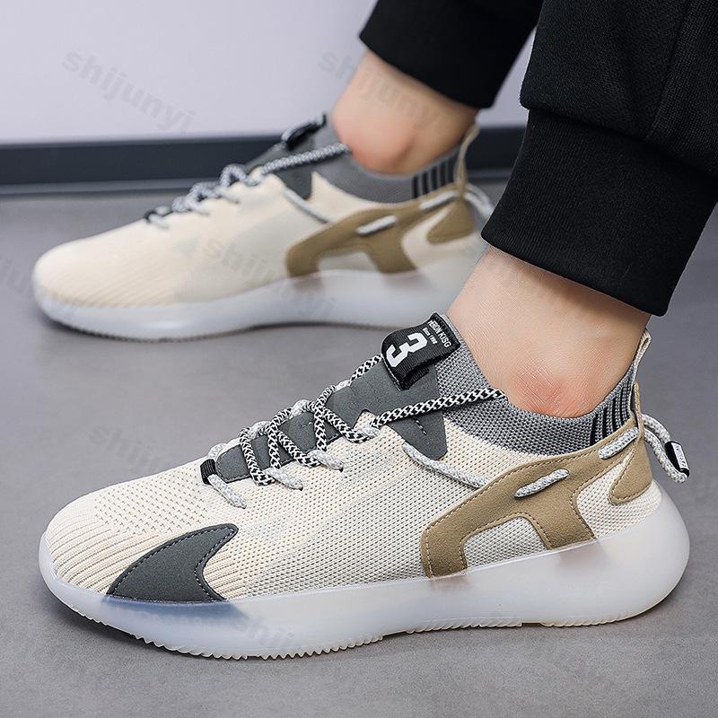 

Men s Fashi Trendy 2026 Spring Retro Casual Sports Thick Soled Shoes Fly Woven Breathable Comfortable Low Top Chunky sneakers 39 бежевый