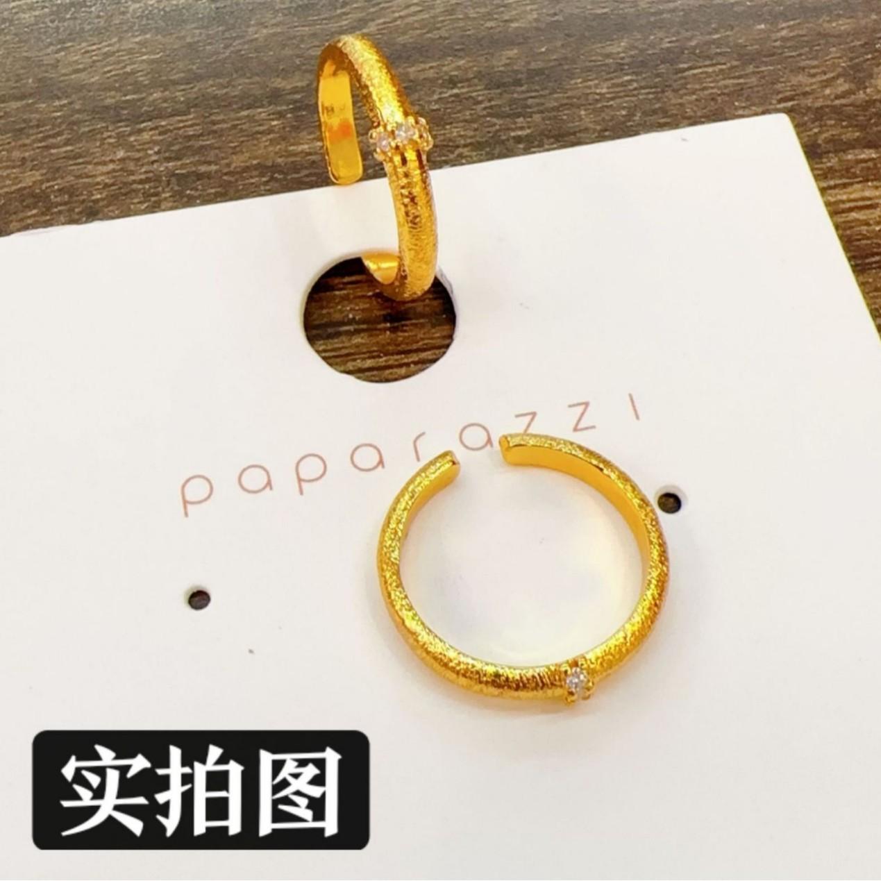 

Gold Luxurious Color Satin Finish Ring With Adjustable Fit And Dot Diamond Perfect Gifting For