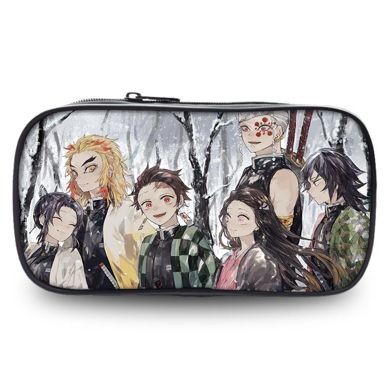 Spacious Oxford Demon Slayer Pencil Case For Students With Casual Style