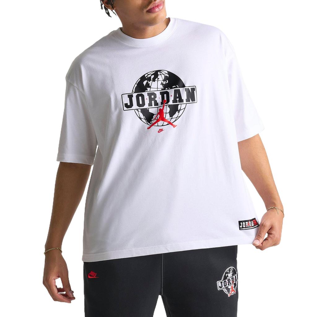 Jordan T-shirt da uomo con girocollo, vestibilità larga, manica corta, stampa Globe, top IQ0829-100