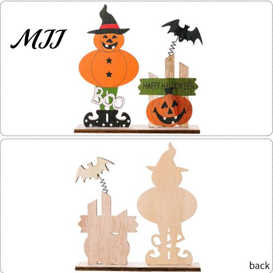 Halloween Spring Bat Sign Wooden Table Sign, Spooky Skeleton Pumpkin Ghost Centerpiece Solid Wood Ornament for Home, Shelf, Desk, Mantel, Tabletop,