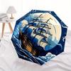 1pc Sailboat Ocean Automatic Open/close, Heavy-Duty Iron Frame & 8-Rib Structure, Compact Folding Umbrella for Women/Men, All-Season Travel, Halloween