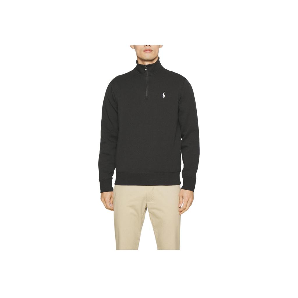 Polo Ralph Lauren Ss24 Solid Color Logo Embroidered Zip Collar Long Sleeve Sweatshirt Men sweatshirt Black 710905382-006