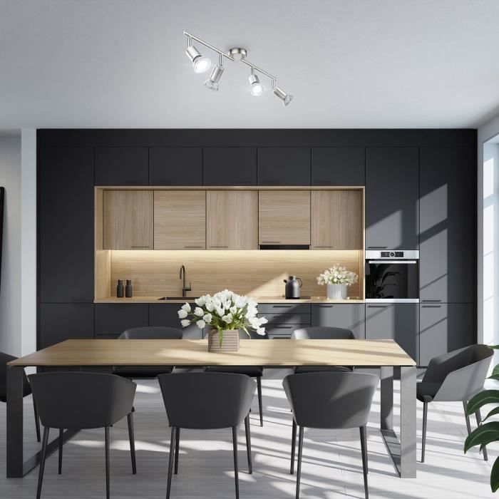 Plafonnier - B.K. Licht - 4 Spots Orientables - LED 5W GU10 - Gris - Design Contemporain