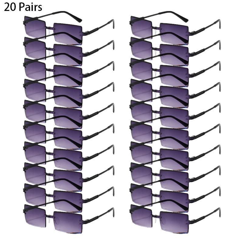 16/20 Pairs Rectangle Sunglasses Men Fashion Rimless Gradient Multicolor Beach Holiday Shades Women New Trendy Rave Sun Glasses