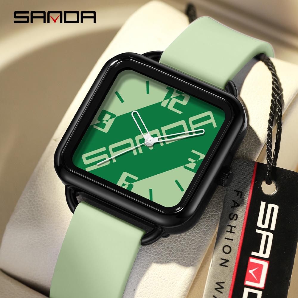 SANDA 3261 Student Quartz Watch Colorful Leisure Waterproof Creative Square Dial Fashion Men's and Women's Watches