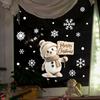 1pc Adorable Snowman with Wooden Sign & Snowflake Glass Stickers - Self-Adhesive PVC Christmas Decoration for Windows & Doors