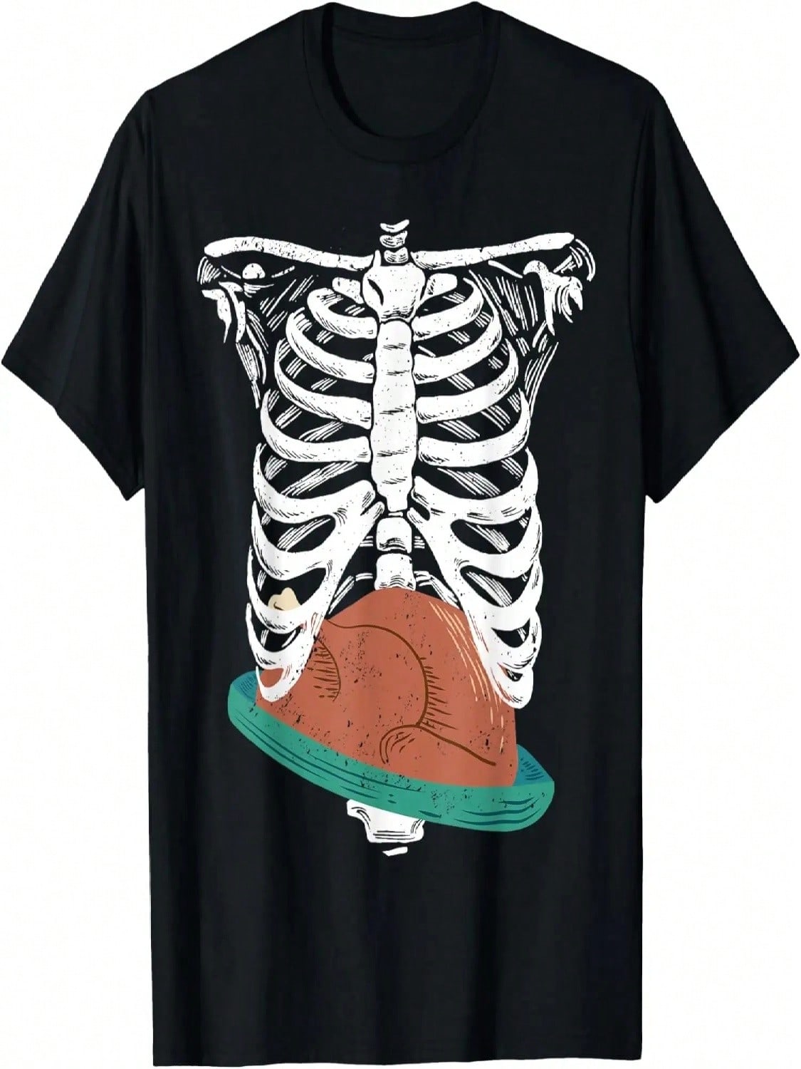 Thanksgiving Turkey In Ribcage Skeleton Xray T-Shirt S разноцветный