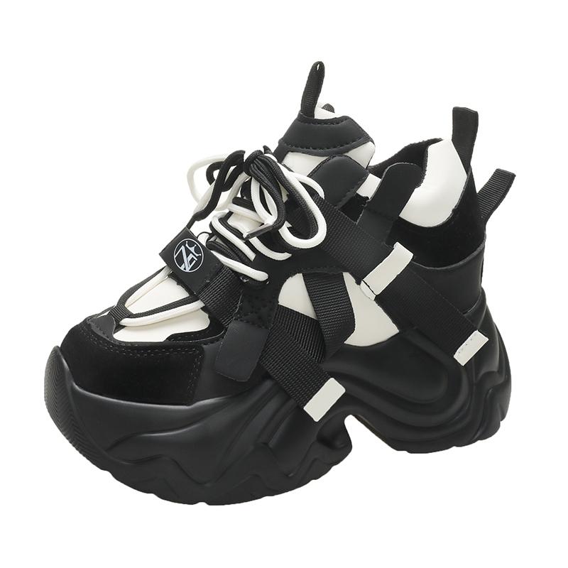 Fashion 2025 New 9.5cm Women Chunky Sneakers Autumn High Platform Dad Shoes Women Casual Trainer Sneakers Thick Sole Vulcanize Shoes