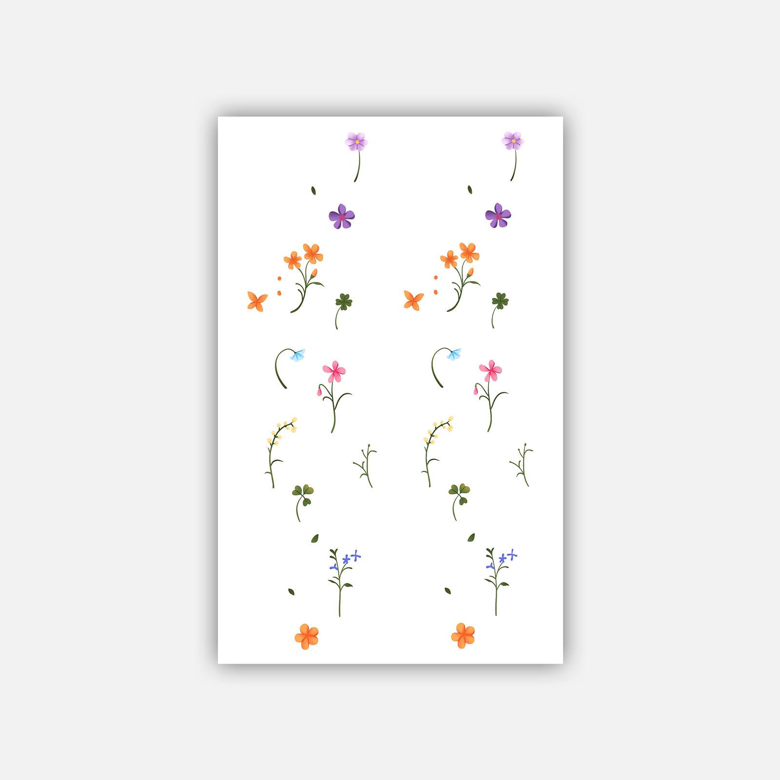 Premium Sense Small Fresh Simple Dopamine Color Flower Small Picture Tattoo Sticker 12*19