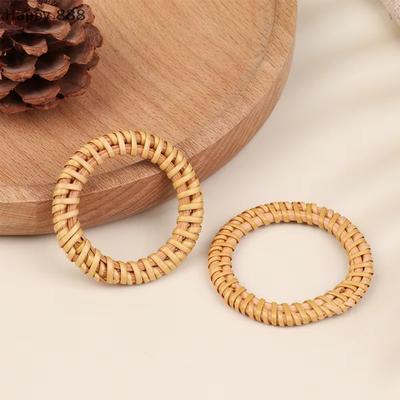 12Pcs Rustic Bohemian Rattan Napkin Ring Hand-woven Simple Table Napkin Buckle Round Reusable Napkin Holder Dinner Gathering