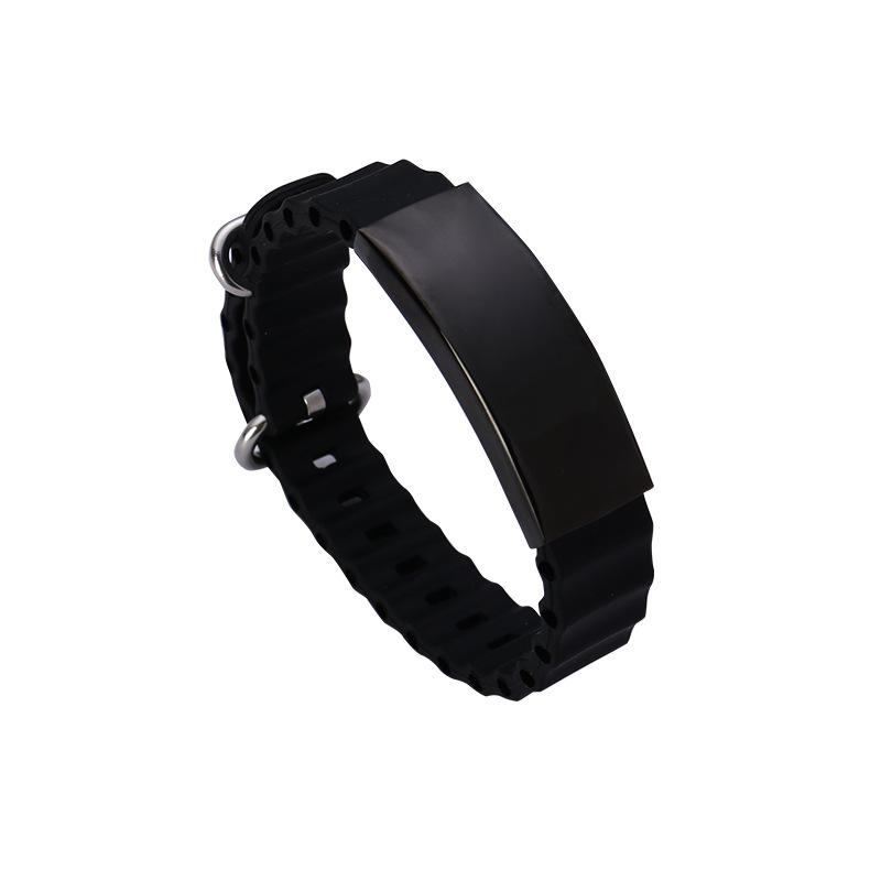 Engrave Logo Custom Name Bracelet Smooth Silicone Stainless Steel For Men Personality Jewelry